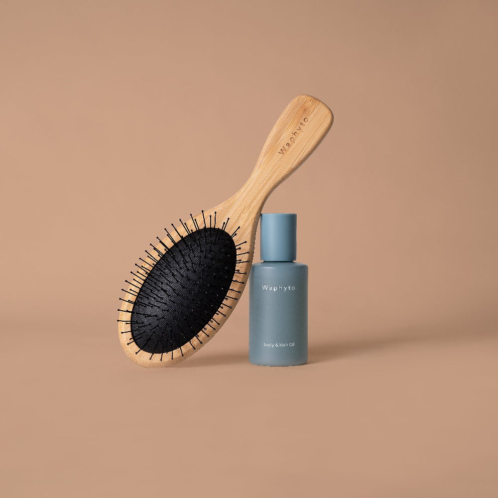 Scalp & Hair Oil + Upcycled Bamboo Hair Brush Duo - Waphyto